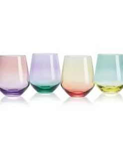 Promo ⭐ Mikasa® Chroma Set of 4 Stemless Wine Glasses 🌟
