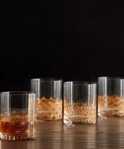 Budget 🥰 Mikasa® Art Deco Set of 4 Gold Double Old Fashioned Whiskey Glasses 😀 -Hot Sale barware Store art deco set of 4 gold double old fashioned glasses 5275051 3