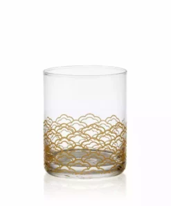 Budget 🥰 Mikasa® Art Deco Set of 4 Gold Double Old Fashioned Whiskey Glasses 😀 -Hot Sale barware Store art deco set of 4 gold double old fashioned glasses 5275051 5