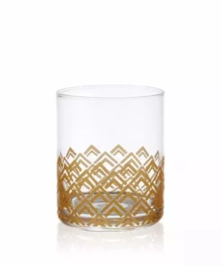Budget 🥰 Mikasa® Art Deco Set of 4 Gold Double Old Fashioned Whiskey Glasses 😀 -Hot Sale barware Store art deco set of 4 gold double old fashioned glasses 5275051 7