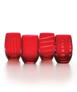 Best deal 🎉 Mikasa® Cheers® Ruby Set of 4 Stemless Wine Glasses 🔔