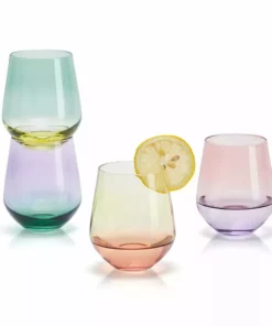 Promo ⭐ Mikasa® Chroma Set of 4 Stemless Wine Glasses 🌟 -Hot Sale barware Store chroma set of 4 stemless wine glasses 5296485 1