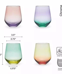 Promo ⭐ Mikasa® Chroma Set of 4 Stemless Wine Glasses 🌟 -Hot Sale barware Store chroma set of 4 stemless wine glasses 5296485 3