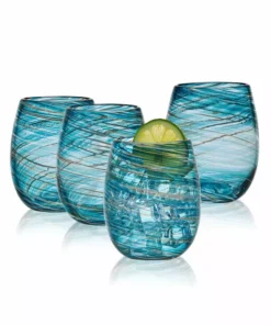 Discount 😀 Mikasa® Color Swirl Set of 4 Stemless Wine Glasses 🥰
