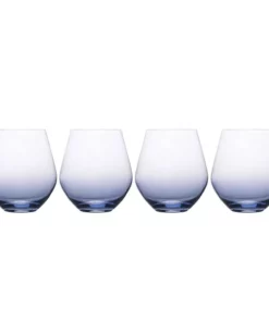 New 🥰 Mikasa® Gianna Ombre Blue Set of 4 Stemless Wine Glasses 😉