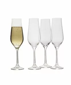 Hot Sale barware Store 29 New ⭐ Mikasa® Grace Set of 4 Champagne Flute Glasses 👍