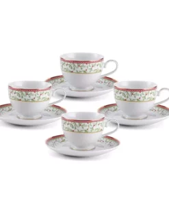 Discount 👏 Mikasa® Holiday Traditions Tea Cups and Saucers, Set of 4 🔥