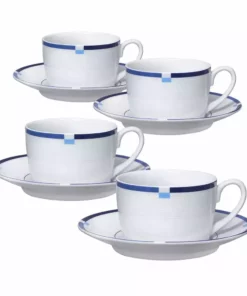Deals 🤩 Mikasa® Jet Set Blue Set of 4 Tea Cups and Saucers 😍