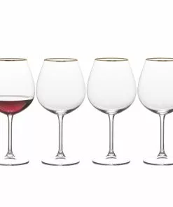 Hot Sale barware Store 31 Top 10 🎉 Mikasa® Julie Gold Set of 4 Red Wine Glasses 🥰