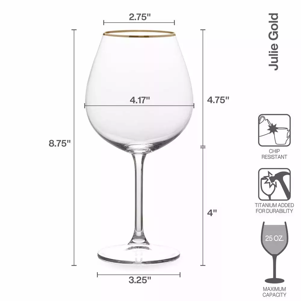 Top 10 🎉 Mikasa® Julie Gold Set of 4 Red Wine Glasses 🥰 6 Top 10 🎉 Mikasa® Julie Gold Set of 4 Red Wine Glasses 🥰 - Image 4