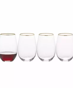 Buy 👍 Mikasa® Julie Gold Set of 4 Stemless Wine Glasses ⭐