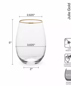 Buy 👍 Mikasa® Julie Gold Set of 4 Stemless Wine Glasses ⭐ 9 Buy 👍 Mikasa® Julie Gold Set of 4 Stemless Wine Glasses ⭐ -Hot Sale barware Store julie gold set of 4 stemless wine glasses 5289861 4