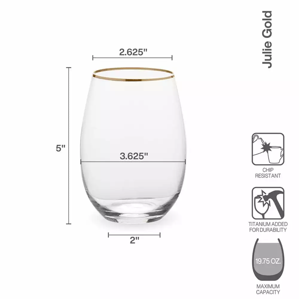 Buy 👍 Mikasa® Julie Gold Set of 4 Stemless Wine Glasses ⭐ 6 Buy 👍 Mikasa® Julie Gold Set of 4 Stemless Wine Glasses ⭐ - Image 4