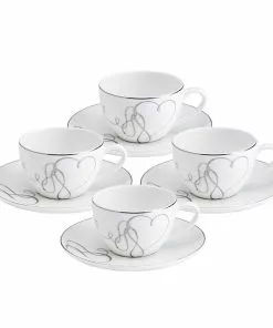 Best deal 🧨 Mikasa® Love Story Set of 4 Teacups and Saucers 👏