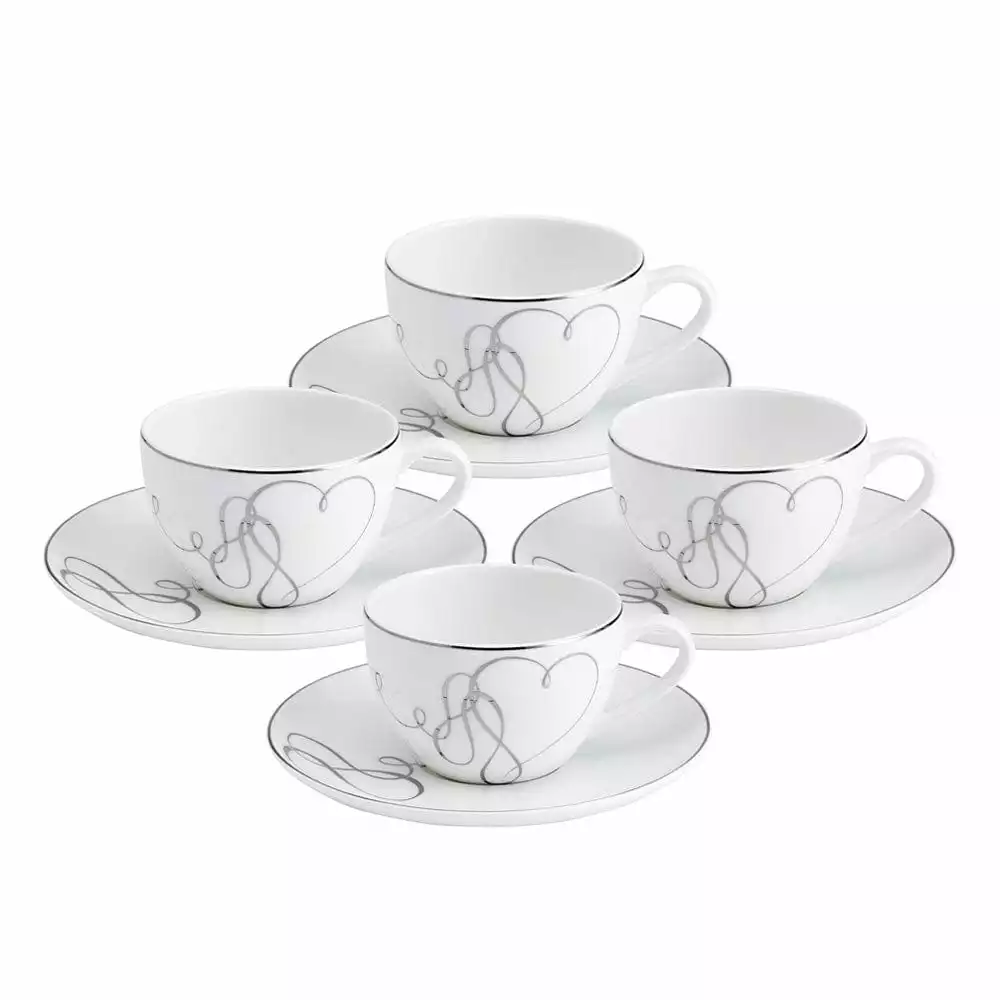 Best deal 🧨 Mikasa® Love Story Set of 4 Teacups and Saucers 👏 3 Best deal 🧨 Mikasa® Love Story Set of 4 Teacups and Saucers 👏