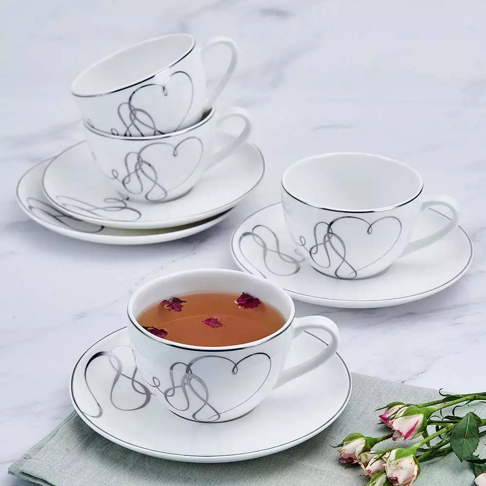 Best deal 🧨 Mikasa® Love Story Set of 4 Teacups and Saucers 👏 4 Best deal 🧨 Mikasa® Love Story Set of 4 Teacups and Saucers 👏 - Image 2