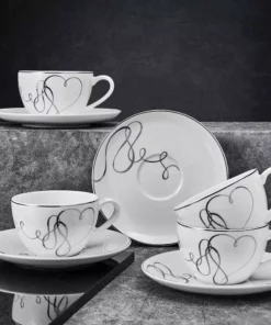 Best deal 🧨 Mikasa® Love Story Set of 4 Teacups and Saucers 👏 8 Best deal 🧨 Mikasa® Love Story Set of 4 Teacups and Saucers 👏 -Hot Sale barware Store love story set of 4 cups and saucers 5293353 3