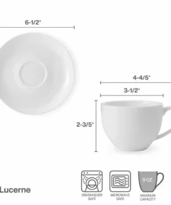 New 😍 Mikasa® Lucerne White Tea Cup and Saucer 😉 -Hot Sale barware Store lucerne white tea cup and saucer 5292752 5