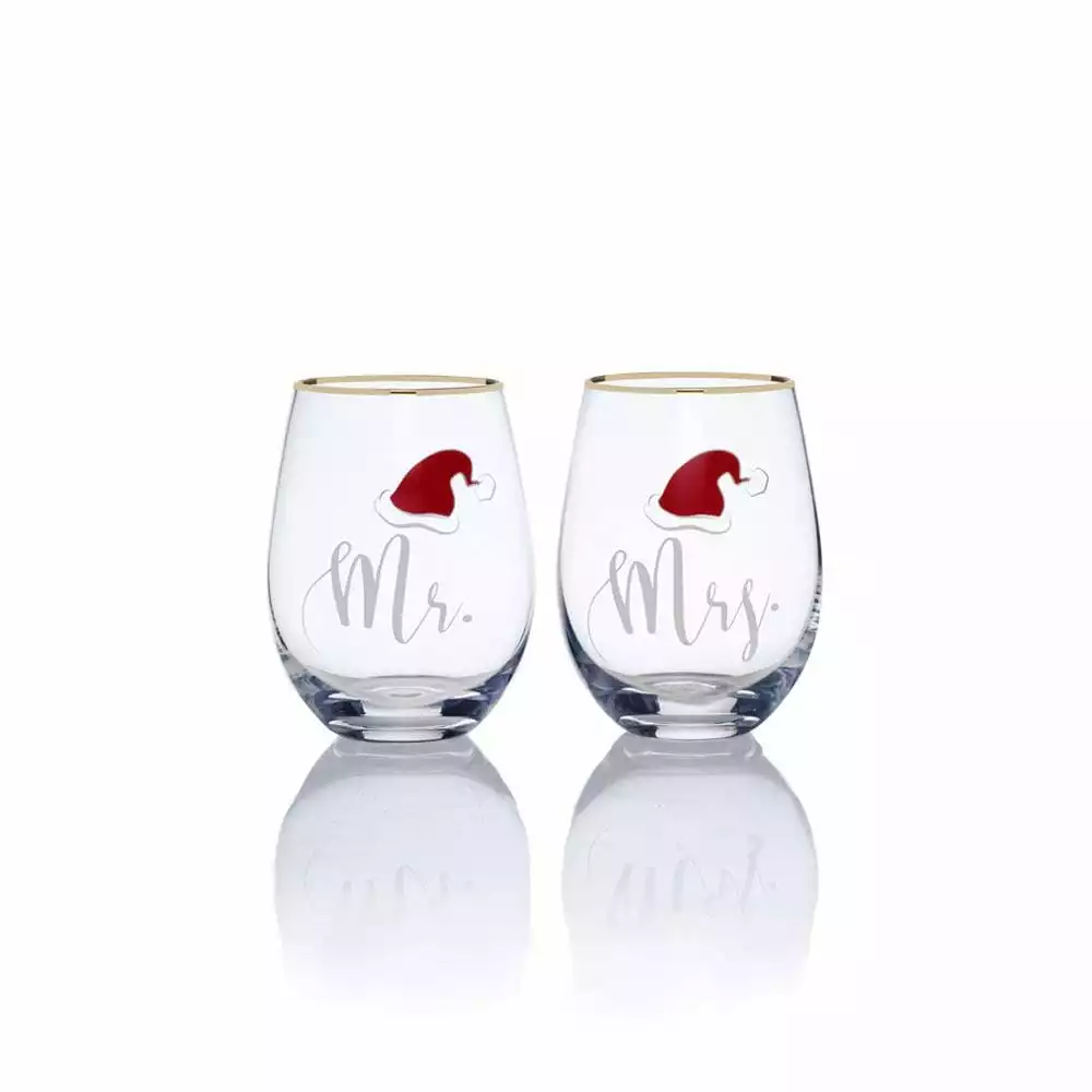 Coupon 🥰 Celebrations by Mikasa® Stemless Gifts Mr And Mrs Santa Hat Stemless Wine Set of 2 🤩 3 Coupon 🥰 Celebrations by Mikasa® Stemless Gifts Mr And Mrs Santa Hat Stemless Wine Set of 2 🤩