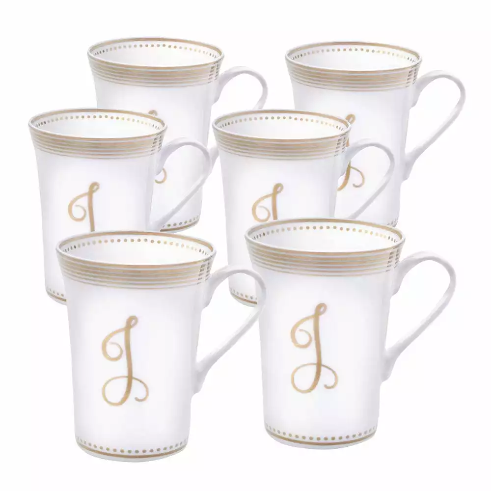Cheap 🔥 Mikasa® Set of 6 Monogram J Gold Mugs ❤️ 3 Cheap 🔥 Mikasa® Set of 6 Monogram J Gold Mugs ❤️
