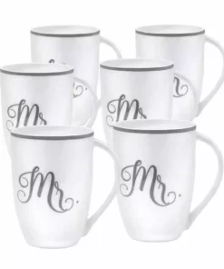 Outlet ❤️ Mikasa® Set of 6 Mr Platinum Mugs ⭐
