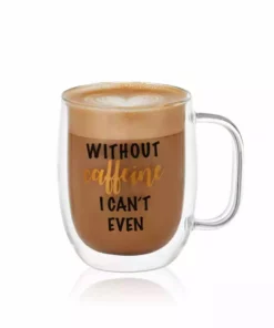 Brand new 🎉 Mikasa® Double Wall Mug and Stemless Wine Glass Set of 2, Caffeine Wine Sentiment ⌛ -Hot Sale barware Store stemless set of 2 caffeine wine glass and glass mug 5281857 3