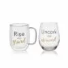 Top 10 👏 Mikasa® Double Wall Mug and Stemless Wine Glass Set of 2, Rise and Unwind Sentiments ⭐ 1 Top 10 👏 Mikasa® Double Wall Mug and Stemless Wine Glass Set of 2, Rise and Unwind Sentiments ⭐ -Hot Sale barware Store stemless set of 2 unwind wine glass and glass mug 5281850 1