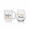Wholesale ⭐ Mikasa® Double Wall Mug and Stemless Wine Glass Set of 2, Work Sentiment 👍 -Hot Sale barware Store stemless set of 2 work wine glass and glass mug 5281856 1