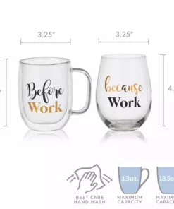 Wholesale ⭐ Mikasa® Double Wall Mug and Stemless Wine Glass Set of 2, Work Sentiment 👍 11 Wholesale ⭐ Mikasa® Double Wall Mug and Stemless Wine Glass Set of 2, Work Sentiment 👍 -Hot Sale barware Store stemless set of 2 work wine glass and glass mug 5281856 5