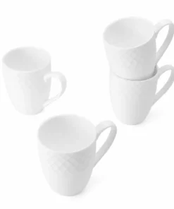 Best Pirce ✔️ Mikasa® Trellis White Set of 4 Mugs 🥰 -Hot Sale barware Store trellis white set of 4 mugs K45216694 1