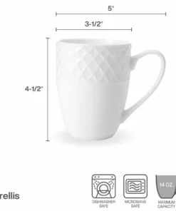 Best Pirce ✔️ Mikasa® Trellis White Set of 4 Mugs 🥰 -Hot Sale barware Store trellis white set of 4 mugs K45216694 3